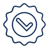 Element accreditation and certification statistics icon.